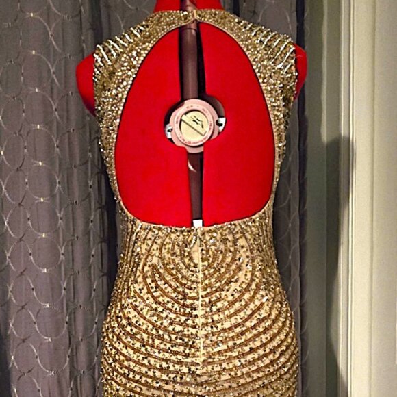 Aiden Mattox Luxurious Gold Beaded Gown - Picture 6 of 10